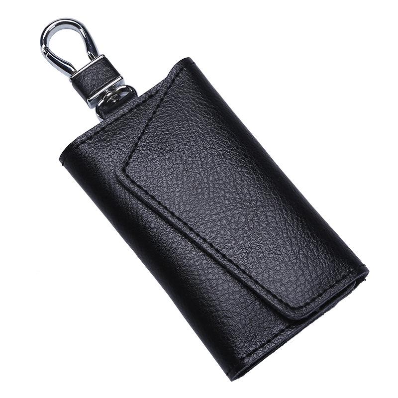 High Quality Genuine Leather Key Holder Men Women Key Wallet Organizer Pouch Car Keychain Housekeeper Key Case Mini Card Bag чёрный