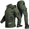Wear-resistant Jacket Autumn And Winter Plus Velvet Cold Warmth Army Green Outdoor Overalls Suit Men's Water Jacket