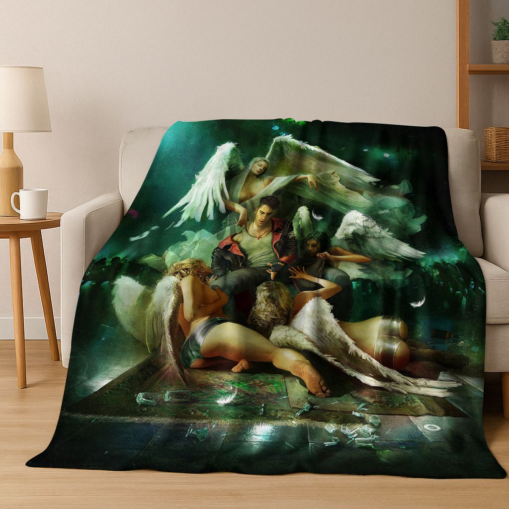 3D D-Devil May Cry DMC Hry Vergil Dante Flanelová deka, Teplá a útulná měkká přehozová deka pro domácí ložnici postel pohovku Dětský dárek