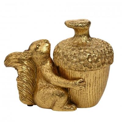 Hestia Gold Eichel Schmuckdose mit Eichhörnchen