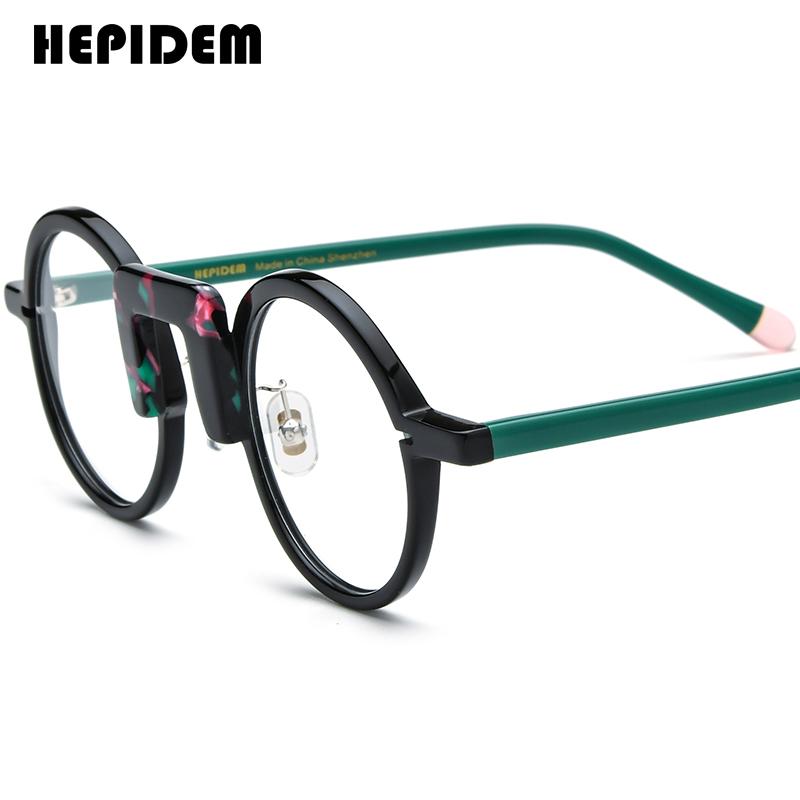 FONEX HEPIDEM Acetate Eyeglasses Frame Men New Round Brand Design Glasses Women Retro Vintage Eyewear Japanese Spectacles 9356