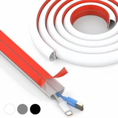 1pc 1mX1.5cm Self-Adhesive Cord Covers Wire Cover Wall Mount TV Cable Raceway Flexible PVC Cable Concealer for Home