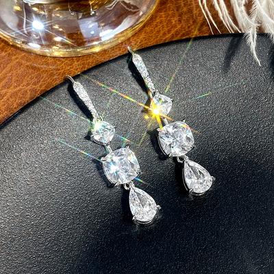 Huitan Modish Trendy Bridal Gathering Bridal Dangle Earrings With Sparkling Cubic Zirconia Aesthetic Fashionable Jewelry Ear Accessories Gathering