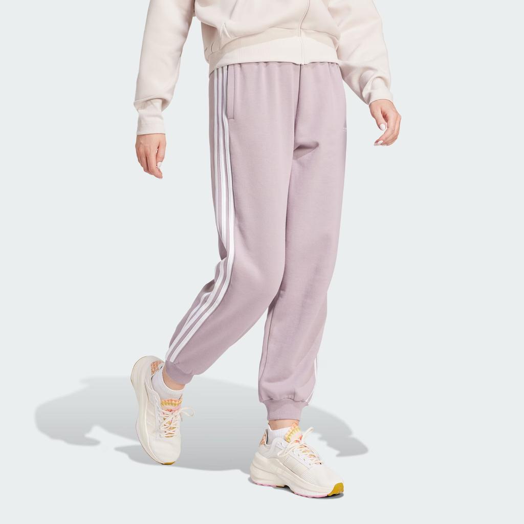 New Adidas Essential Loose Fit Pants Knitted Sweatpants Women's Gray Purple IR6067