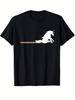 Unicorn Print T-Shirt- Casual Short-sleeve Round-neck Shirt with Unicorn and Tail Pattern, Soft and Breathable Fabri