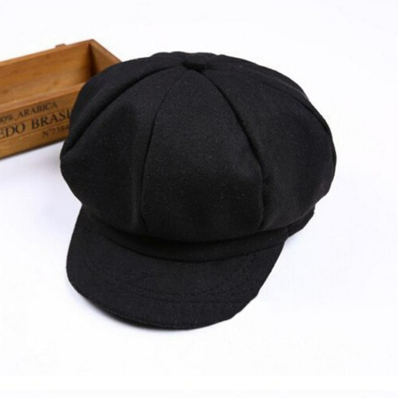 Korean-style Octagonal Woolen Newsboy Cap for Autumn and Winter, Solid Color, Unisex, Baby Sunshade, Warm, Windproof, Versatile