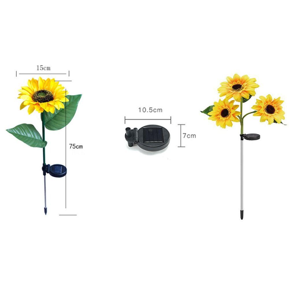 1/3 Head LED Solar Sunflower Lights Artificial Landscape Lamp Night Lights  Garden