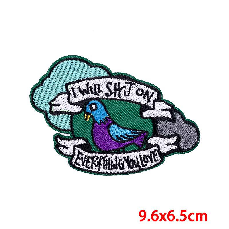 Drinking Coffee Skeleton Patches Skull Finger Letter Embroidery Patch For Clothing Thermoadhesive Patches On Clothes Punk Patch