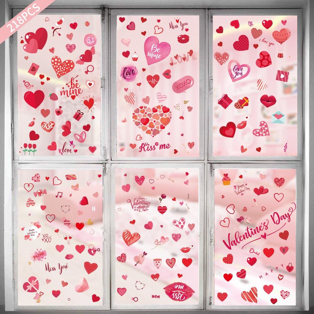 Indoor Glass Safe Heart Window Clings Valentine Stickers