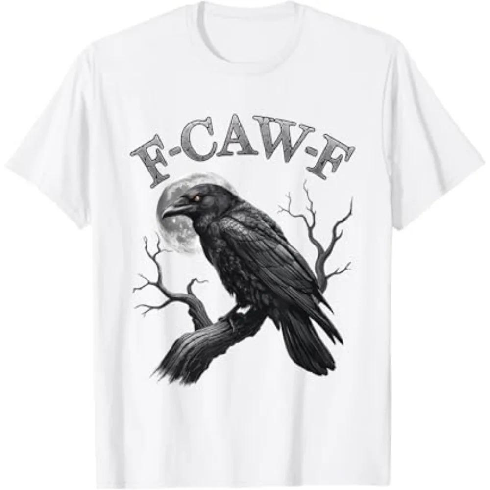 Black Crow F-Caw-F Funny Black Bird Moon Short Sleeved Round Neck Y2k Tshirt Men Clothing New in Top & Tees Mens T-Shirt