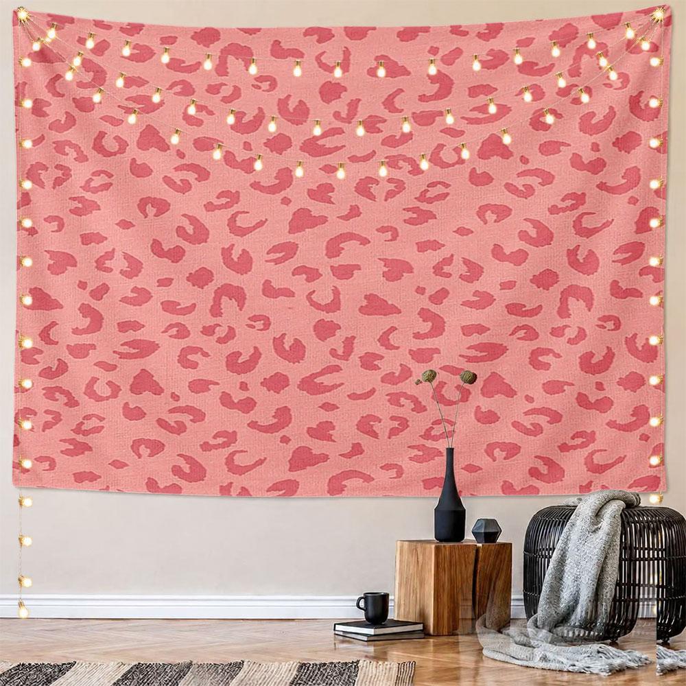 Pink Leopard Print Tapestry Design Pattern Wall Hanging Tapestry Decorative Tapestry Home Decor for Bedroom and Living Room