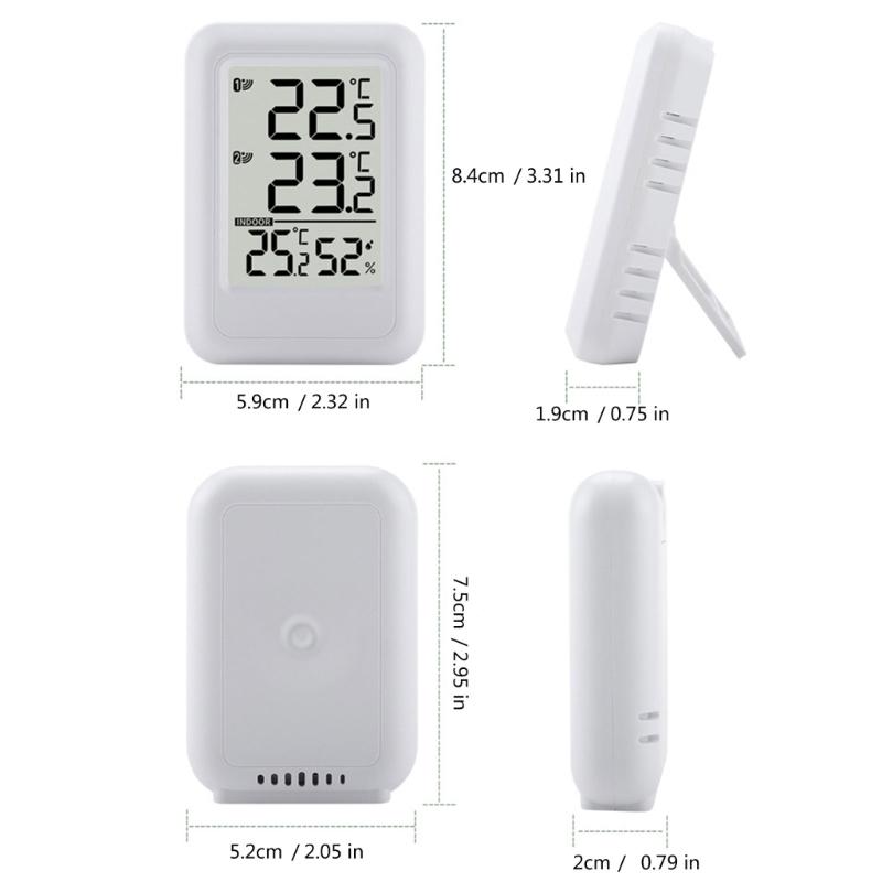 Compact Digital Temperature Humidity Monitor Wall Mountable Wireless Sensor With 24H Data Records And Low Battery Alerts