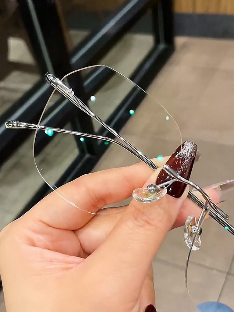 Randlose Brille, Weibliche Kurzsichtigkeit kann angepasst werden, Grad, Randlose Verfärbung, Flaches Licht, Blaulichtfilter, Unsichtbar, Reine Begierde, Kein Make-up