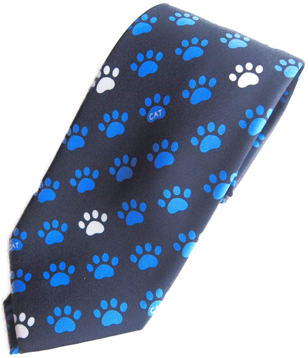 [Hogdseirrs] Cat Necktie - A cute animal necktie perfect for cat lovers. Made in Japan (Paw print navy blue)