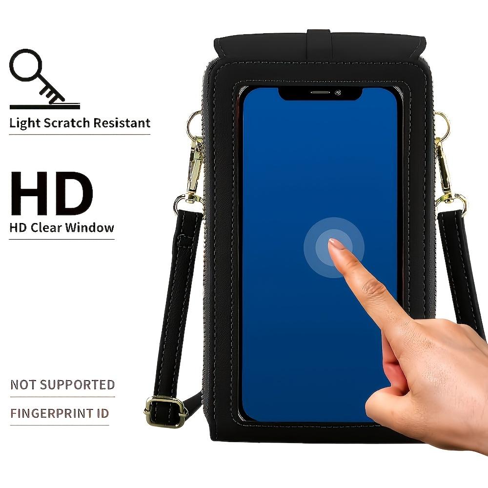 Women'S   Touchscreen Phone Pouch - Multi-Functional Multi-Layer Card Holder & Coin Purse Zipper Closure, Synthetic Faux Leather, Polyester Lining