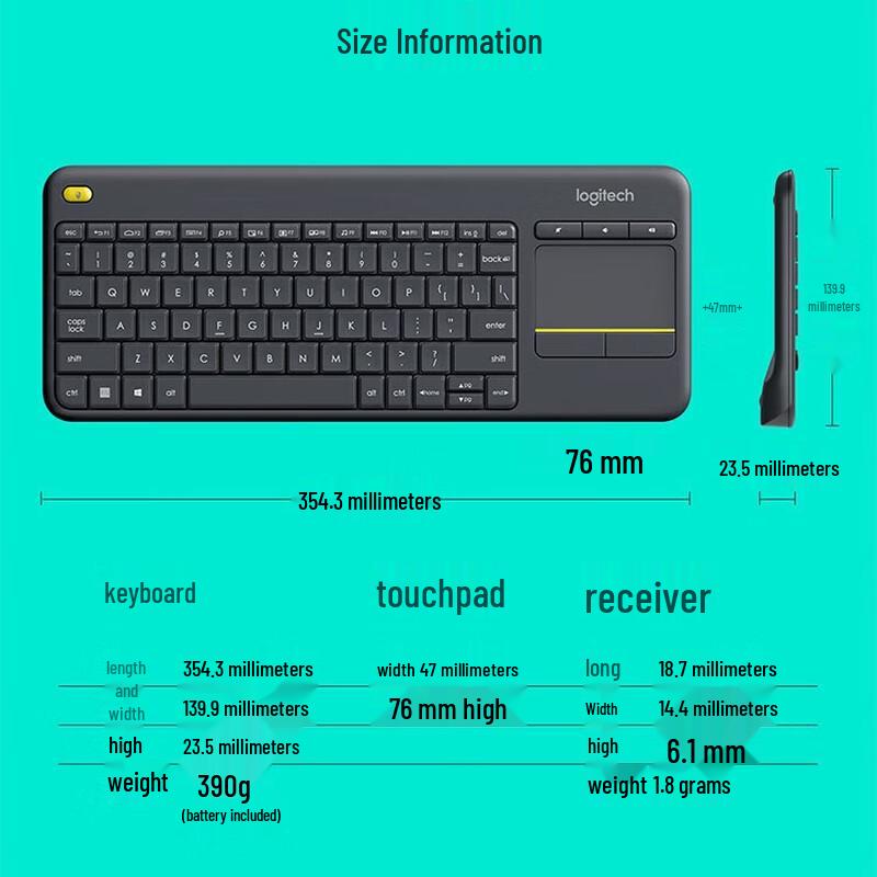 Logitech K400 Plus Wireless Touch Keyboard