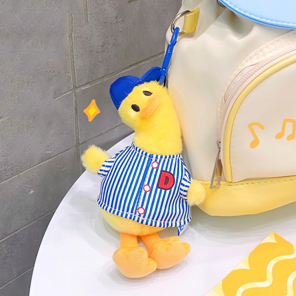 

Striped Clothes Duck Plush Keychain Tilt Head Cartoon Duck Doll Keyring Christmas Gift white duck