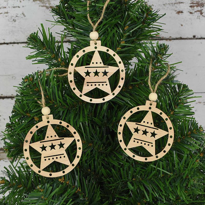 3 Stück Vintage Weihnachten Holzanhänger Ornamente DIY Holzhandwerk Weihnachtsdekorationen Weihnachtsbaum Hängeornamente Geschenke