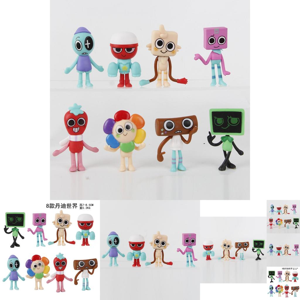 Delightful Dandy World Rhythm Box Collectible Figurines Set Of 8 Pvc Toys For Kids