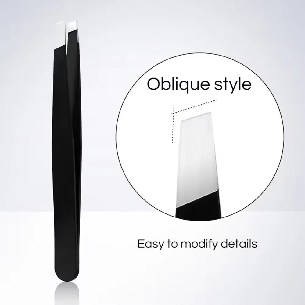 

Черный пинцет для бровей из нержавеющей стали со скошенными точками и плоскими кончиками для удаления бровей и вросших волосков Eyebrow clip (diagonal)