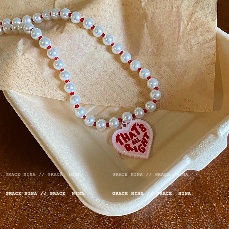 

Вау, Потрясающе! Милое и крутое жемчужное ожерелье в форме сердца цвета Барби для женщин - Аксессуар-цепочка на ключицу Весна/Лето 2025