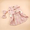 Cute Cat Bow Pearl Coat Soft Pet Skirt Fashion Puppy Plaid Dress  Autumn Winter