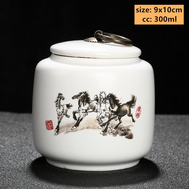 Exquisite Flower Patterns Ceramics Tea Caddy Portable Sealed Tea Leaf Containers Travel Tea Bag Storage Box Spice Organizer