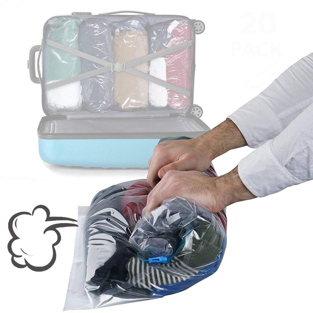 6PC Roll-Up Compression Vacuum Storage Bags Foldable Travel Space Saver Bags Plastic Compressed Home Clothes Storage Bags