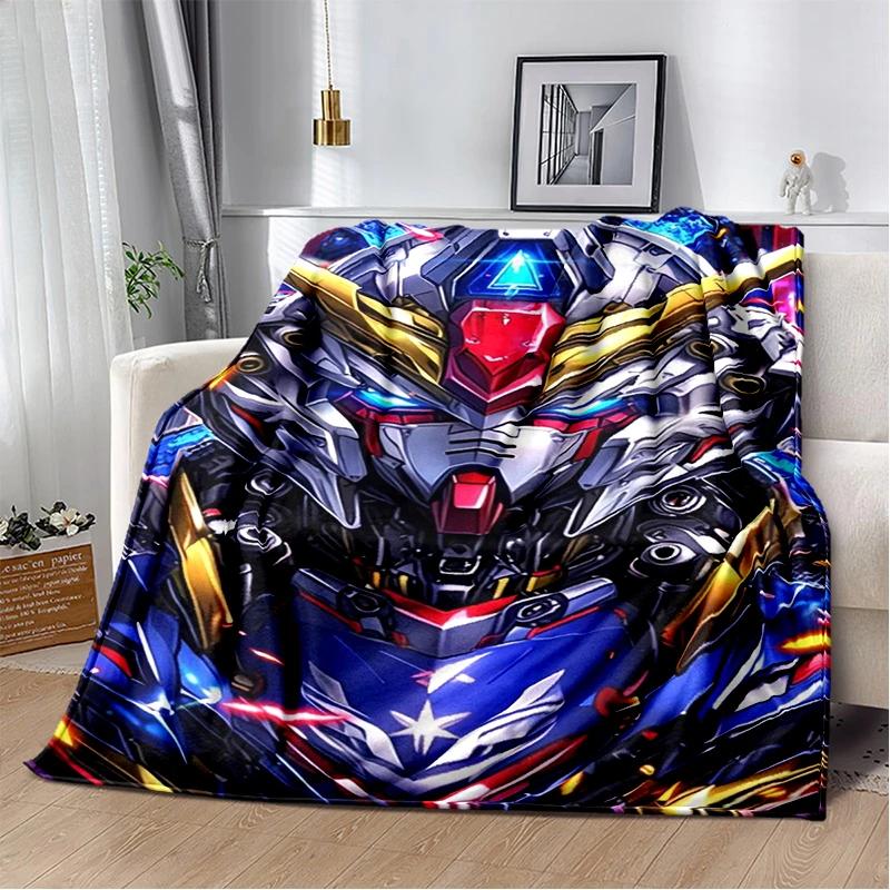HD Robot GUNDAM Cartoon Soft Flannel Blanket for Bed Bedroom Sofa Picnic,Throw Blanket for Cover Office Christmas Gift Kids