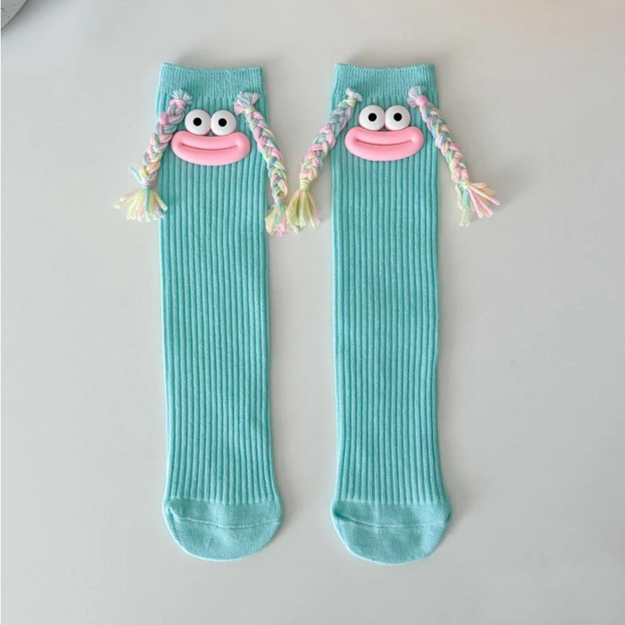 

Girl S Mid Length Socks With Colorful Big Mouth Braids Funny Long Socks Cute Mid Length Socks Funny Socks 10pairs синій