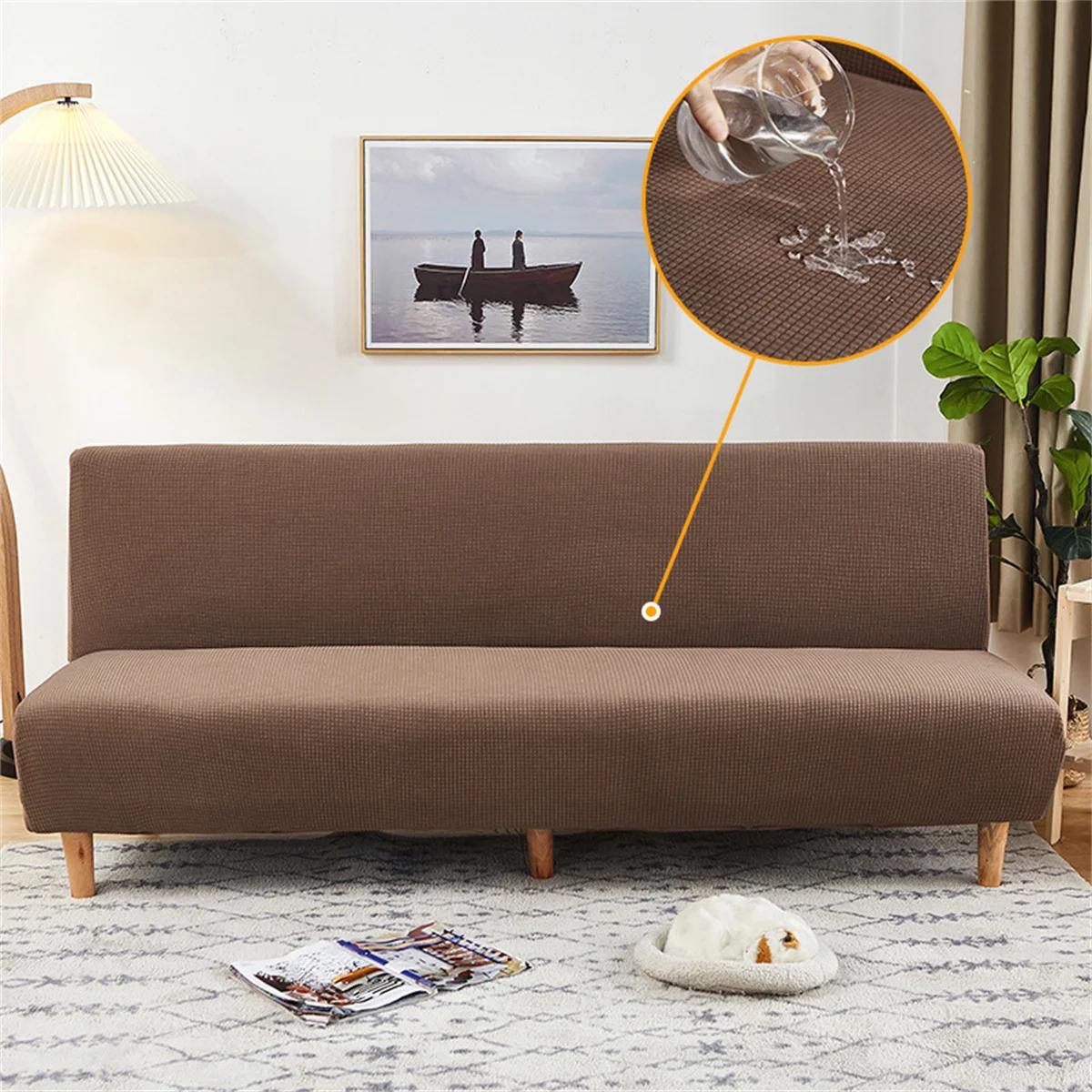 

Stretch Sofa Bed Cover Water Repellent Armless Sofa Cover All-inclusive Anti-dirty Couch Slipcover for Living Room Home Decor S