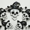Halloween Skull Garland with Witch Hat - Black & White Beaded Hanging Ornament Living Room Wall Decoration for Fireplace & Party