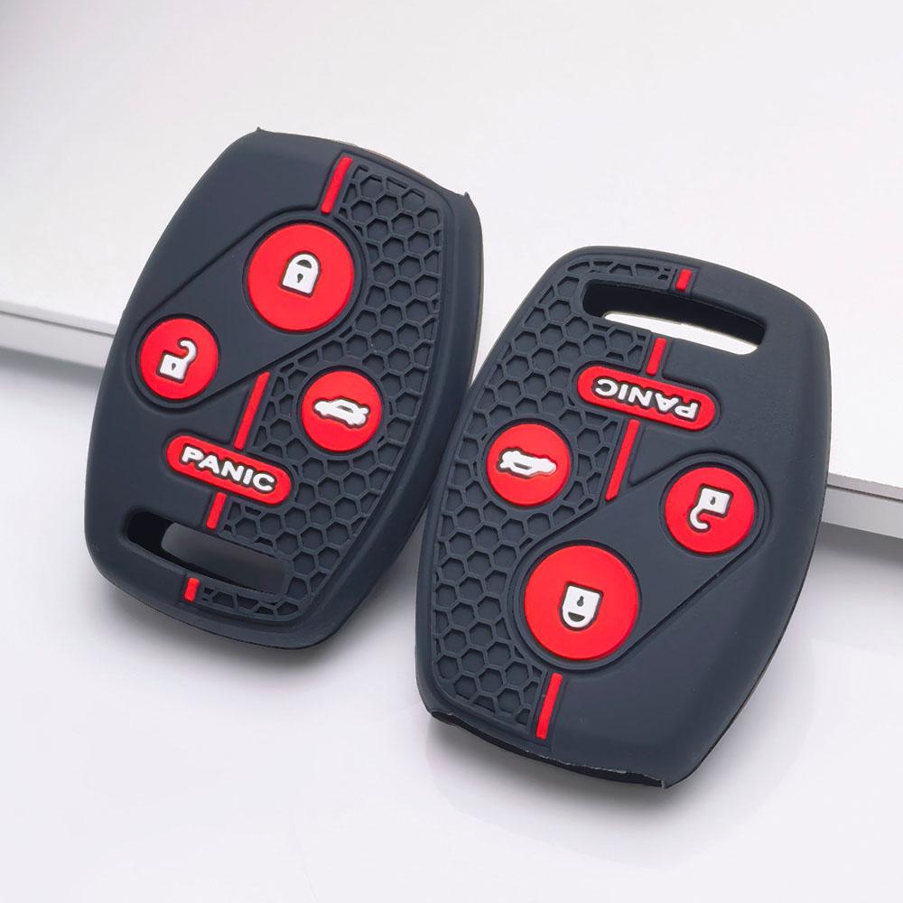 Silicone Car Key Cover Fit for Honda Civic Accord CR-V Fit Jazz HR-V Vezel City Civic Accord CR-V Fit Jazz HR-V Vezel City Hybrid 4 Button
