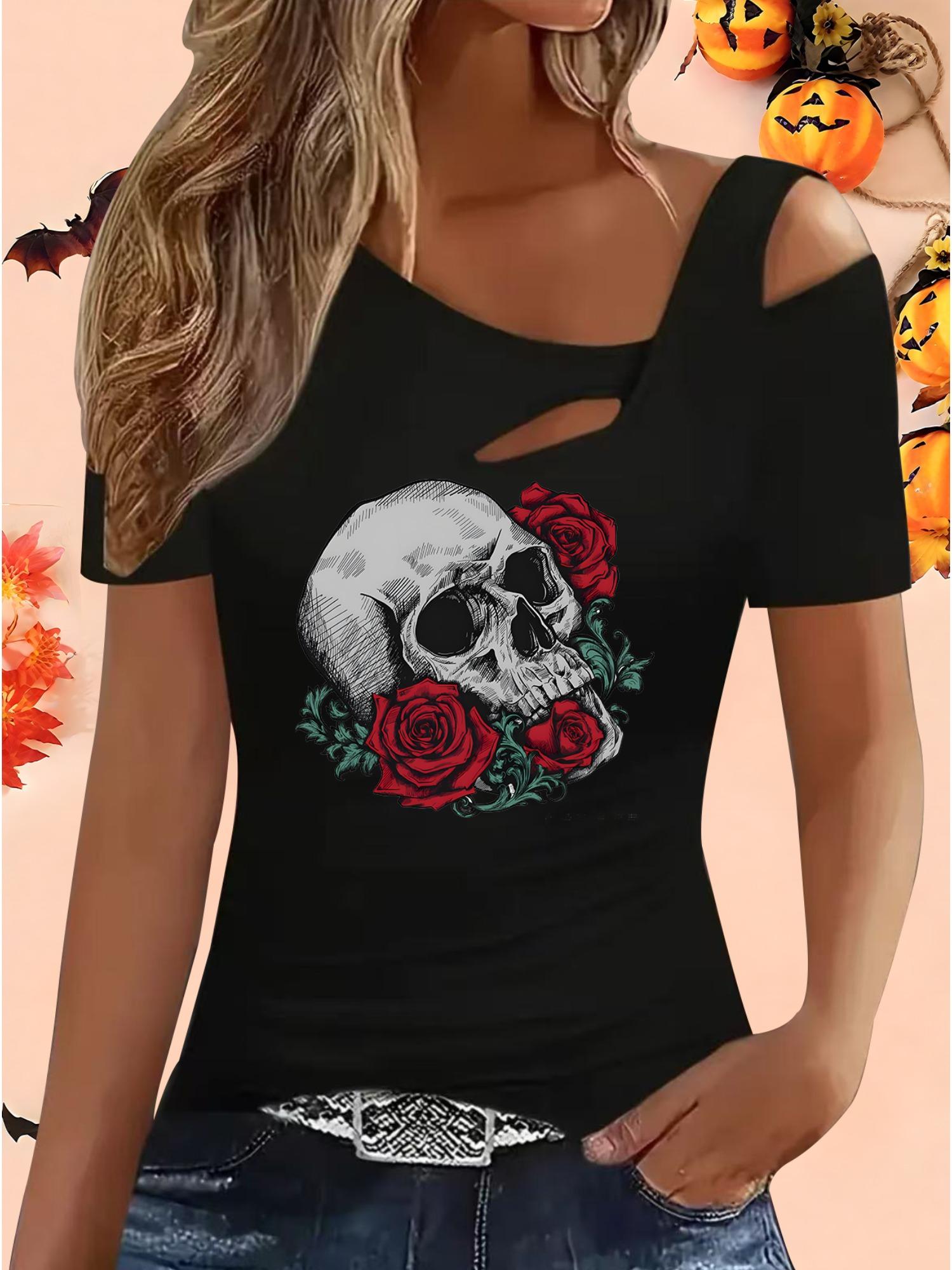 

Женские Свободные Топы Блузки Рубашки Подарок на Хэллоуин и Рождество XXL чёрный