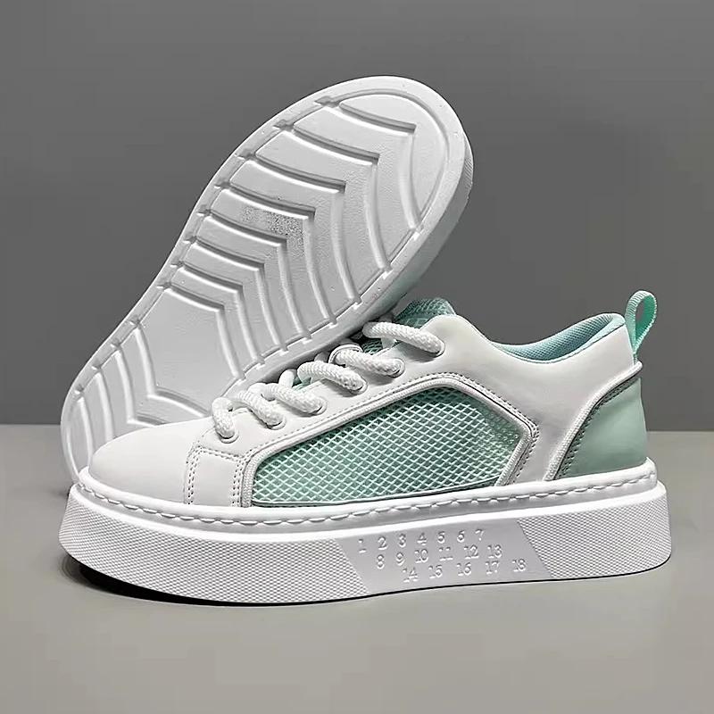 Fashion Original mens sneakers Fashion Comfortable Hiking shoes Summer Hollow mesh breathability Leisure flat white Shoes masculi