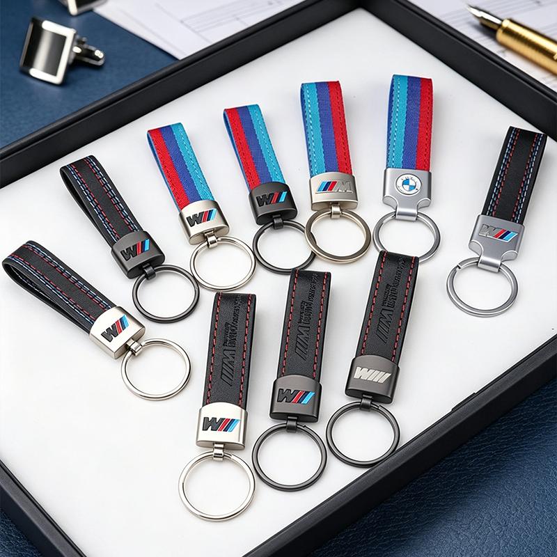 BBKQ7 Leather Car Key Keychainn Pendant Holder Gift For BMW M Performance E46 G80 F48 E84 G01 F30 G11 X1 X3 X5 X6 G07 Auto Accessories