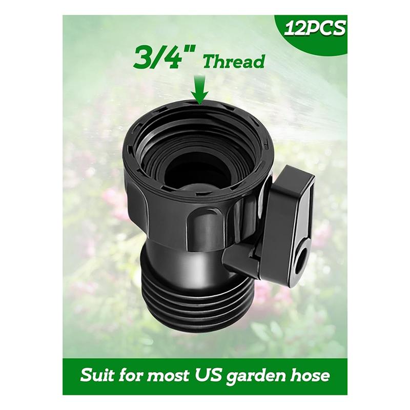 AD23-12 Pack 3/4Inch Garden Hose Shut Off Valve- Standard Water Shutoff Valve Shut-Off Ball Valve Thread Connector Coupling