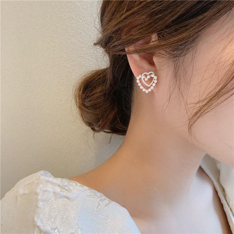 Süße Doppelte Liebesperlen-Ohrringe, Hochwertige Charm-Ohrringe für Frauen