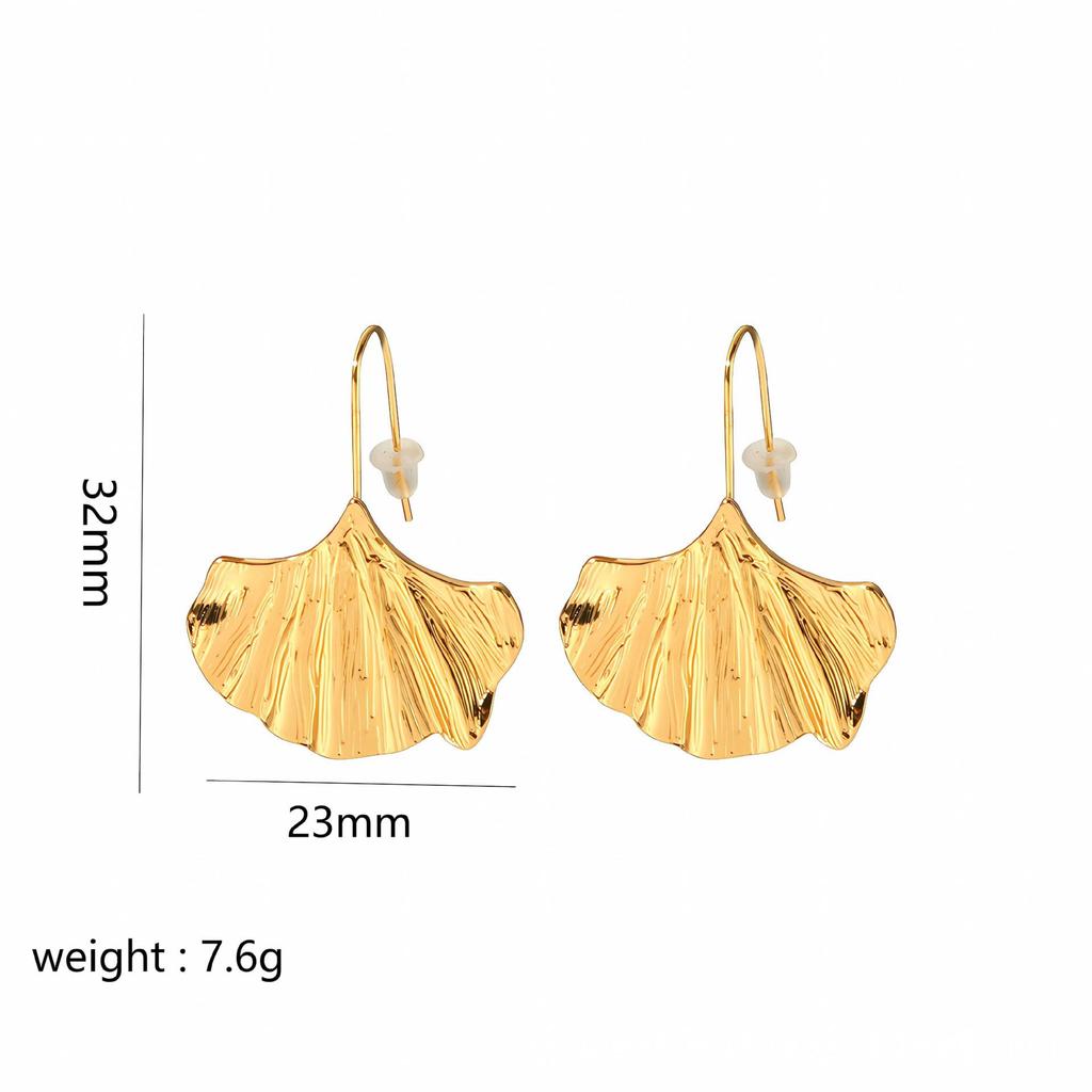 Retro Gold Stainless Steel Butterfly Flower Earrings