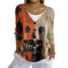 Women's Fashion Casual Knit Sweater Button-Up Halloween Printed  Cardigan Jacket