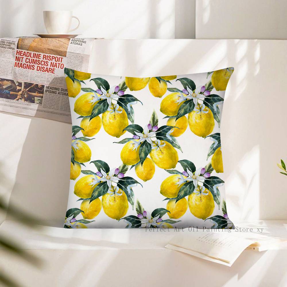 Zitronen Kissenbezug Mode Quadratischer Kissenbezug Schlafzimmer Sofa Zimmer Ins Dekoration Freizeit