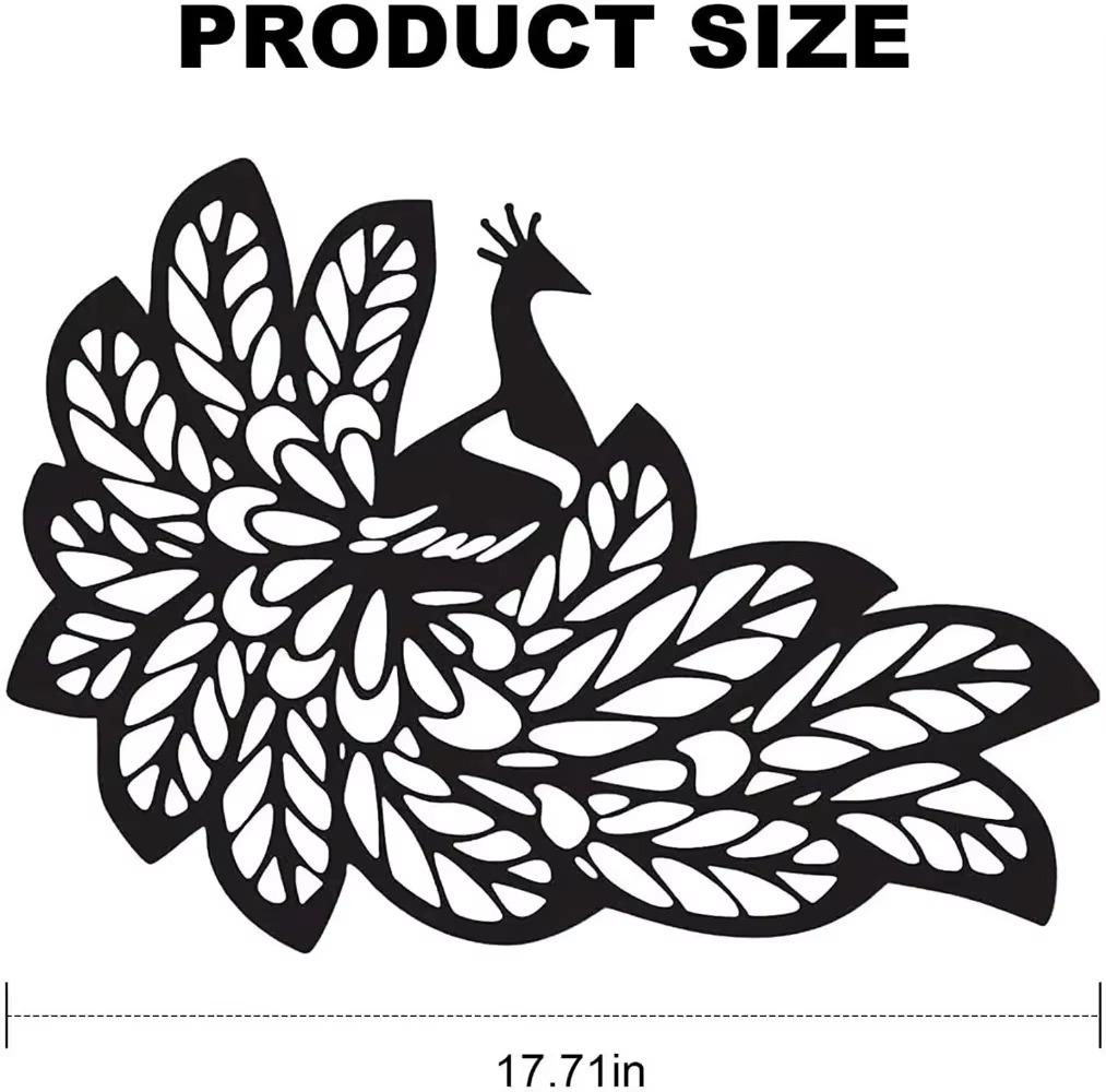 

1 шт. павлин металлическое настенное искусство, металлический силуэт декоративная живопись, павлин настенный декор железное искусство домашний декор настенная наклейка художественная работа чёрный