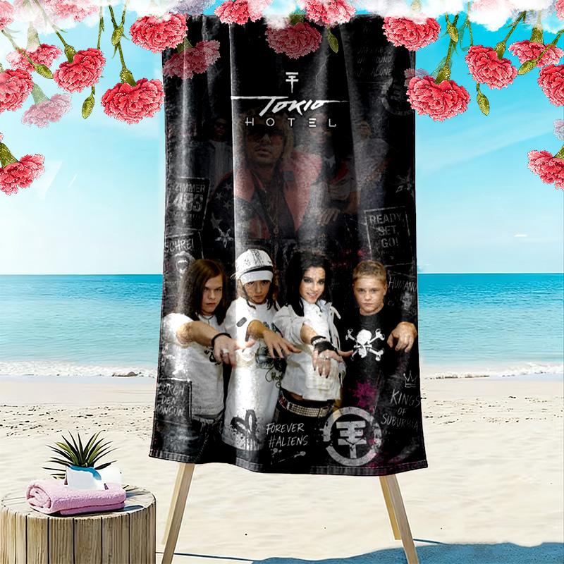 Tokio Hotel Print Strandtuch, Großes Weiches Schnelltrocknendes Handtuch für Strand Camping Schwimmen