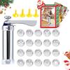 Cookie Mould Baking Tools Aluminum Alloy Piping Nozzle 20 Pieces Solute Bean Squeezer Flower Bag Cookie Gun