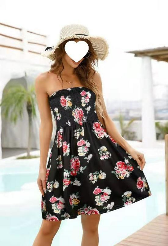Floral Strapless Mid-Length Beach Skirt Medium