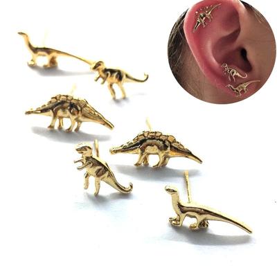 3 páry Boho Rock Zvíře Dinosaurus Kovové Puzetové Náušnice Sada Více Puzetových Náušnic pro Ženy Muže