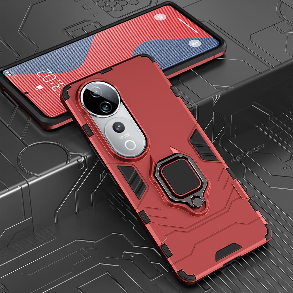 KEYSION VIVO V40 5G V40 Pro için Darbeye Dayanıklı Zırh Kılıfı Yumuşak Silikon + PC Halka Standı Tutucu Telefon Arka Kapağı VIVO V40 Pro 5G için