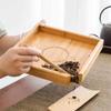 1 st Fyrkantig Tesetbricka Svartträ Kinesisk Stil Bambu Te Låda Burk Te Servis Gadgets Te Förvaringsbricka för Förvaring Puer Te