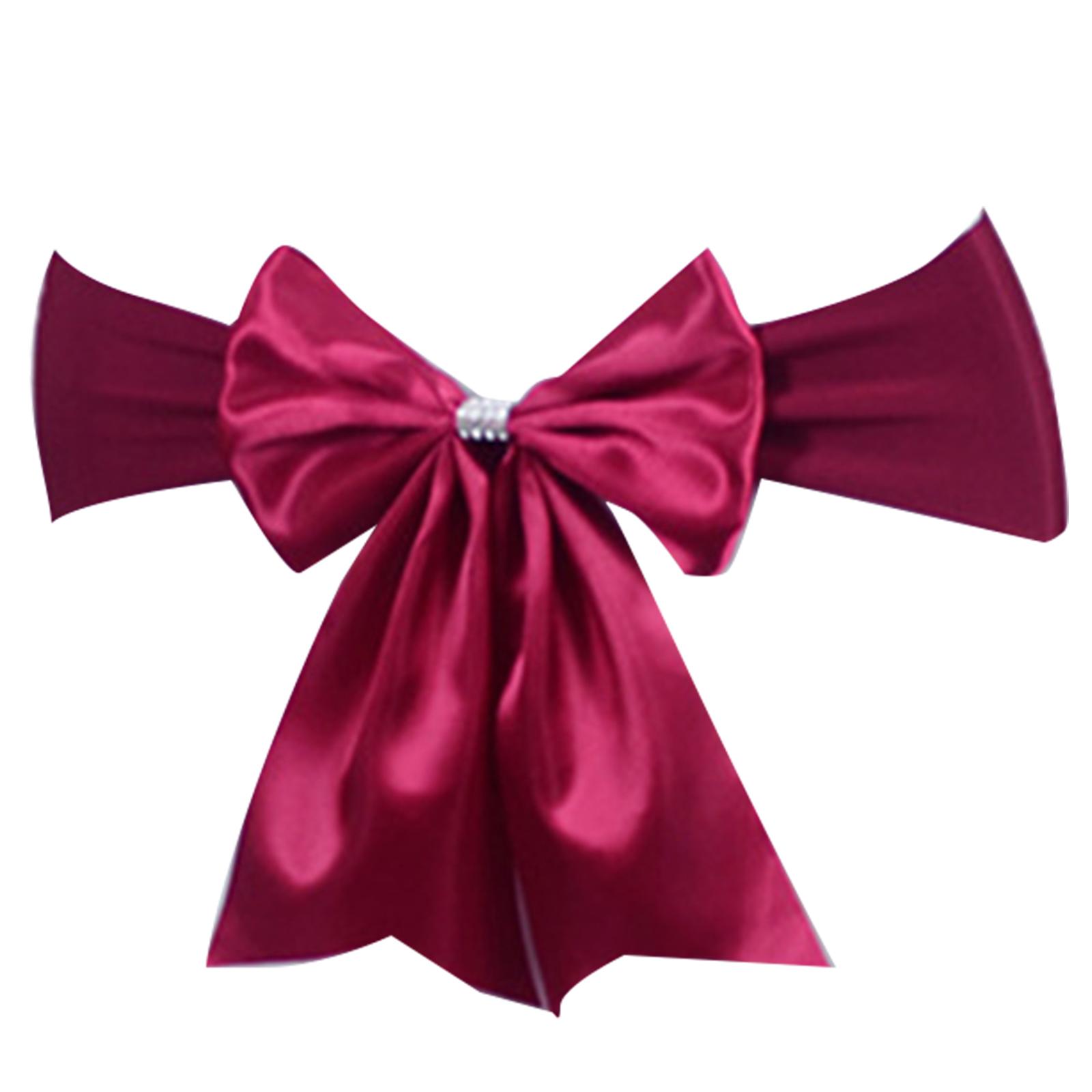 

Chair Back Sash with Bow Design Chair Bow Sash Stretch Band for Weddings Birthdays Corporate Event Parties Decoration вина червоного кольору