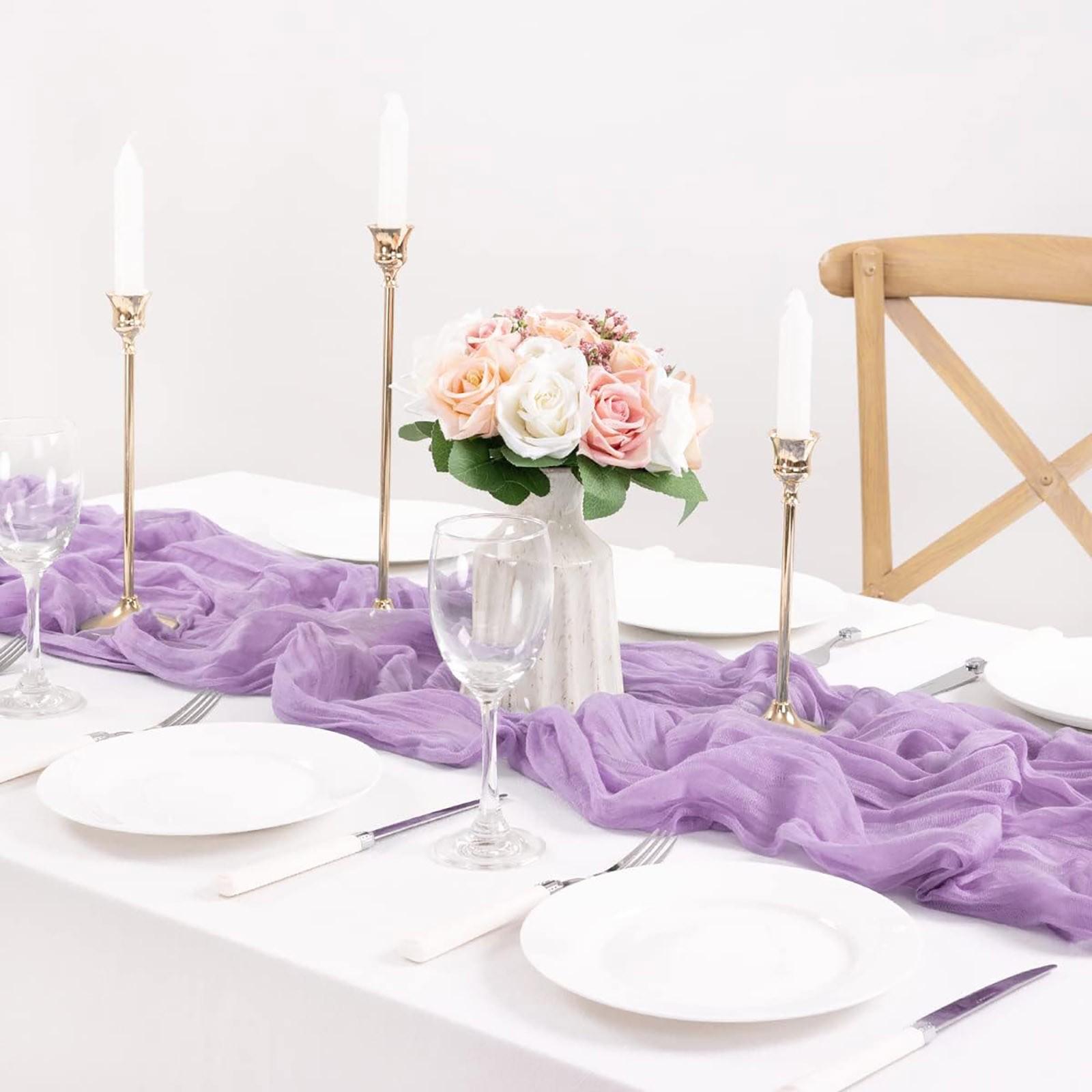 

1pc Semi-Sheer Gauze Table Runner Cheesecloth Table Setting Dining Vintage Wedding Party Christmas Banquets Arches Cake Decor A светло-фиолетовый